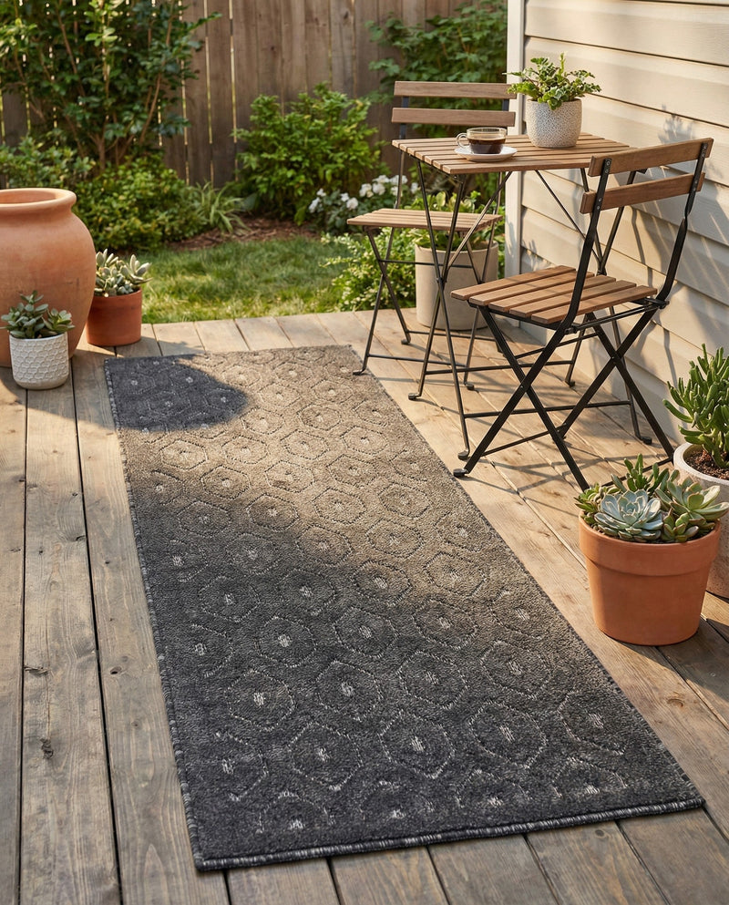 Garden Lattice Charm Collection Area Rug - Arbor (Charcoal) Runner Charcoal  lifestyle 45