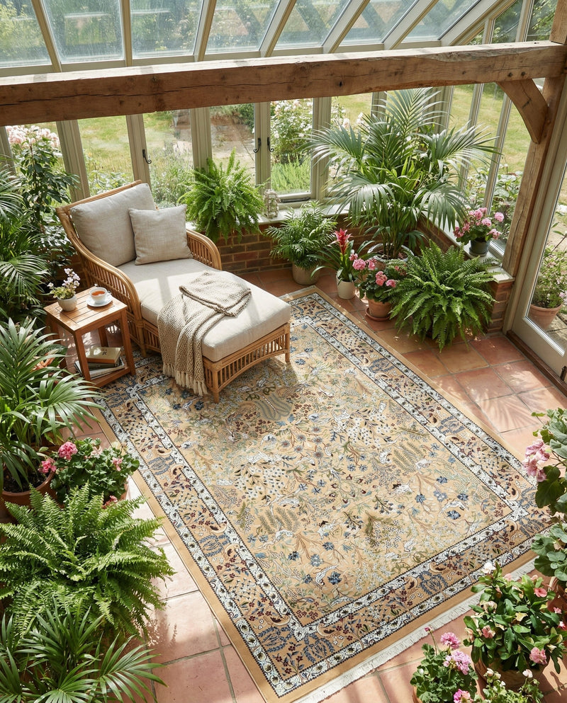 Persian Elegance Collection Area Rug -  Kerman (Beige) Rectangle Beige  lifestyle 6