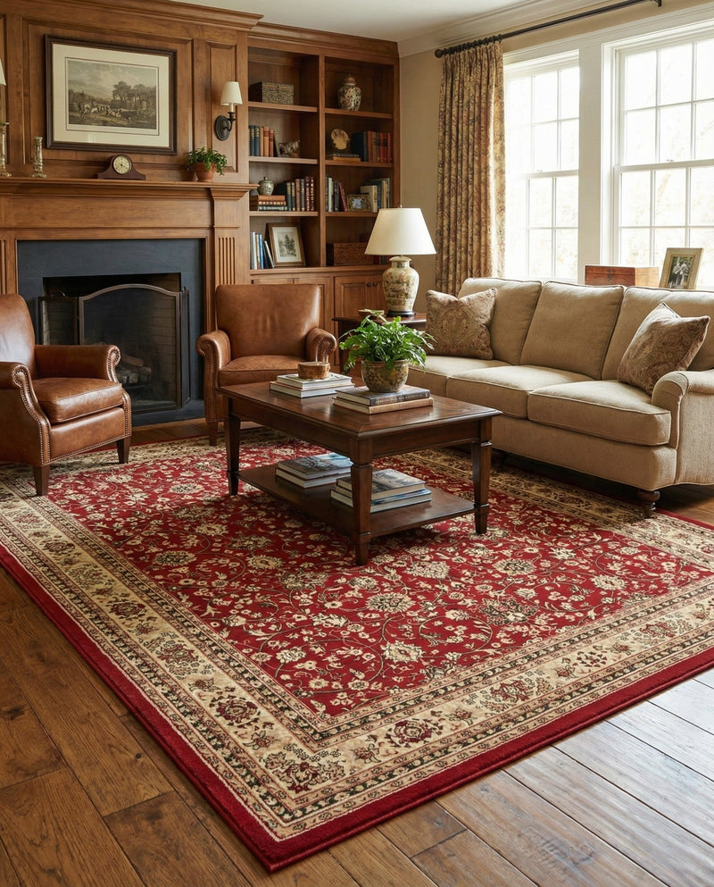 Isfahan Elegance Collection Area Rug - Naghsh-e Jahan (Burgundy) Rectangle Burgundy  lifestyle 37