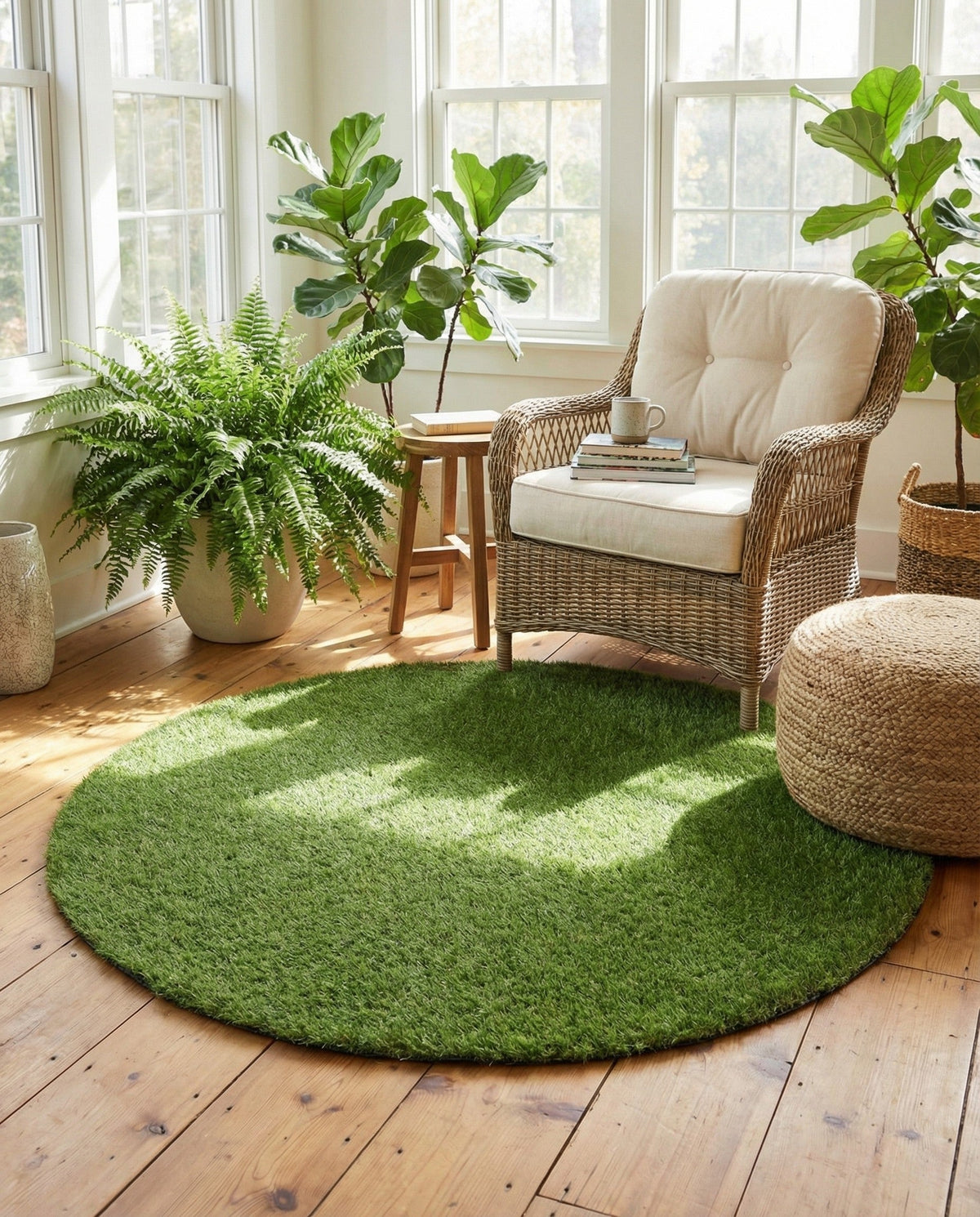 Meadow Retreat Collection Area Rug - Glen Round Green  lifestyle 133