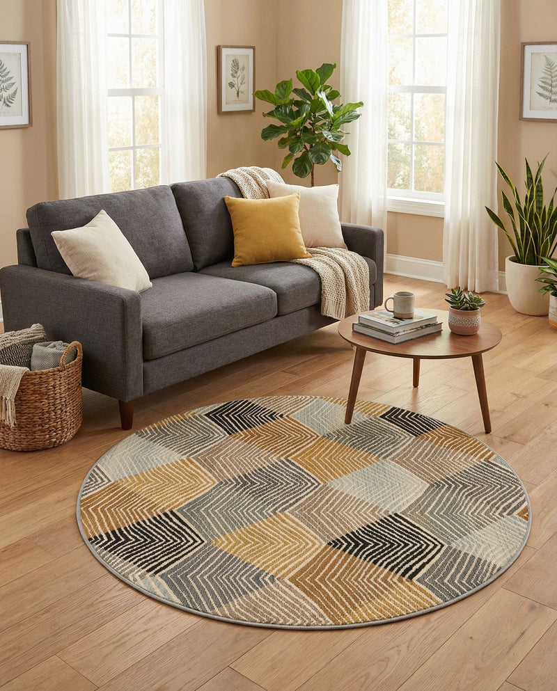 Urban Terrace Collection Area Rug - Metropolis Round Gray  lifestyle 71
