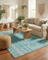 Brighton Stripes Collection Area Rug - Sussex (Light Blue) Rectangle Light Blue  lifestyle 13