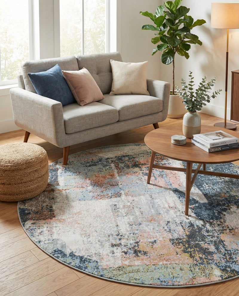 Aegean Elegance Washables Collection Area Rug -  Hydra Round Multi  lifestyle 70