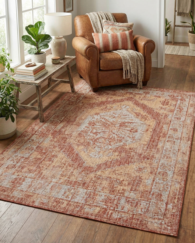 Patio Heritage Collection Area Rug -  Augusta (Rust Red) Rectangle Rust Red  lifestyle 20