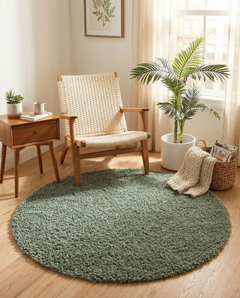 Alpine Plush Collection Area Rug -  Cortina (Sage) Round Sage  lifestyle 39