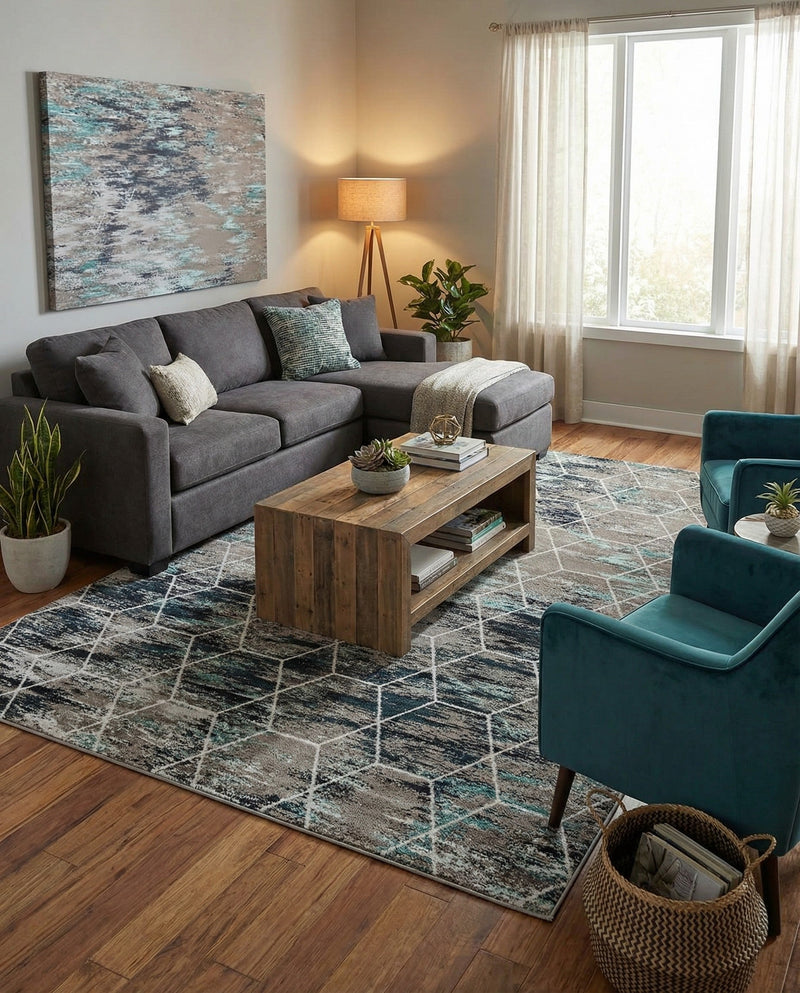 Trellis Mosaic Collection Area Rug - Arborville (Blue Multi) Rectangle Blue Multi  lifestyle 4