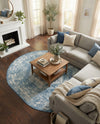 Patio Heritage Collection Area Rug -  Augusta (Blue) Oval Blue  lifestyle 29