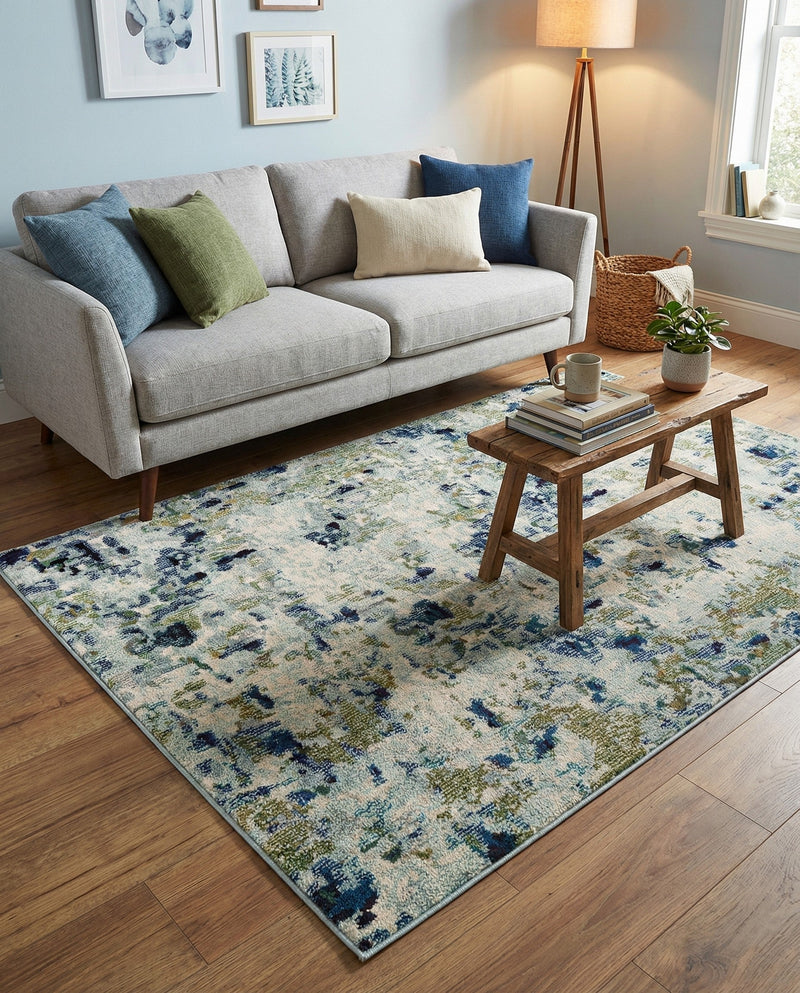 Chromatic Oasis Collection Area Rug -  Lagoon Rectangle Light Blue  lifestyle 40