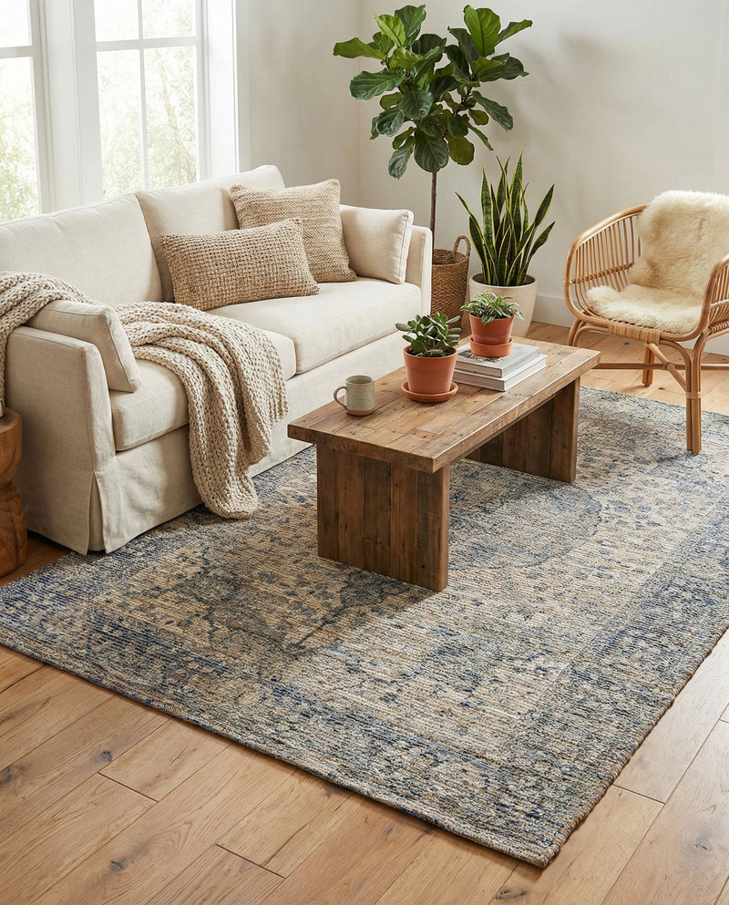 Savannah Threads Collection Area Rug - Charleston Rectangle Blue  lifestyle 16