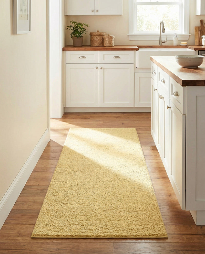 Solid Shag Seaside Collection Area Rug - Azure Cove (Yellow) Runner Yellow  lifestyle 41