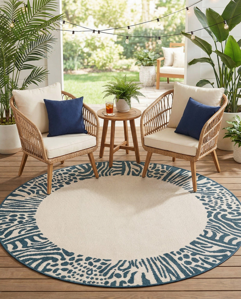 Savannah Escape Collection Area Rug - Serengeti Round Ivory  lifestyle 49