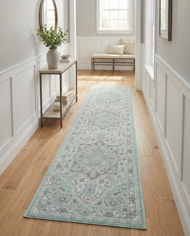 Savannah Series Collection Area Rug - Charleston (Mint) Runner Mint  lifestyle 58