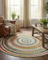 Outdoor Marrakesh Collection Area Rug -  Ouarzazate Round Multi Beige  lifestyle 78