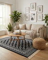 Samarkand Elegance Collection Area Rug -  Margilan (Black and White) Rectangle Black and White  lifestyle 19