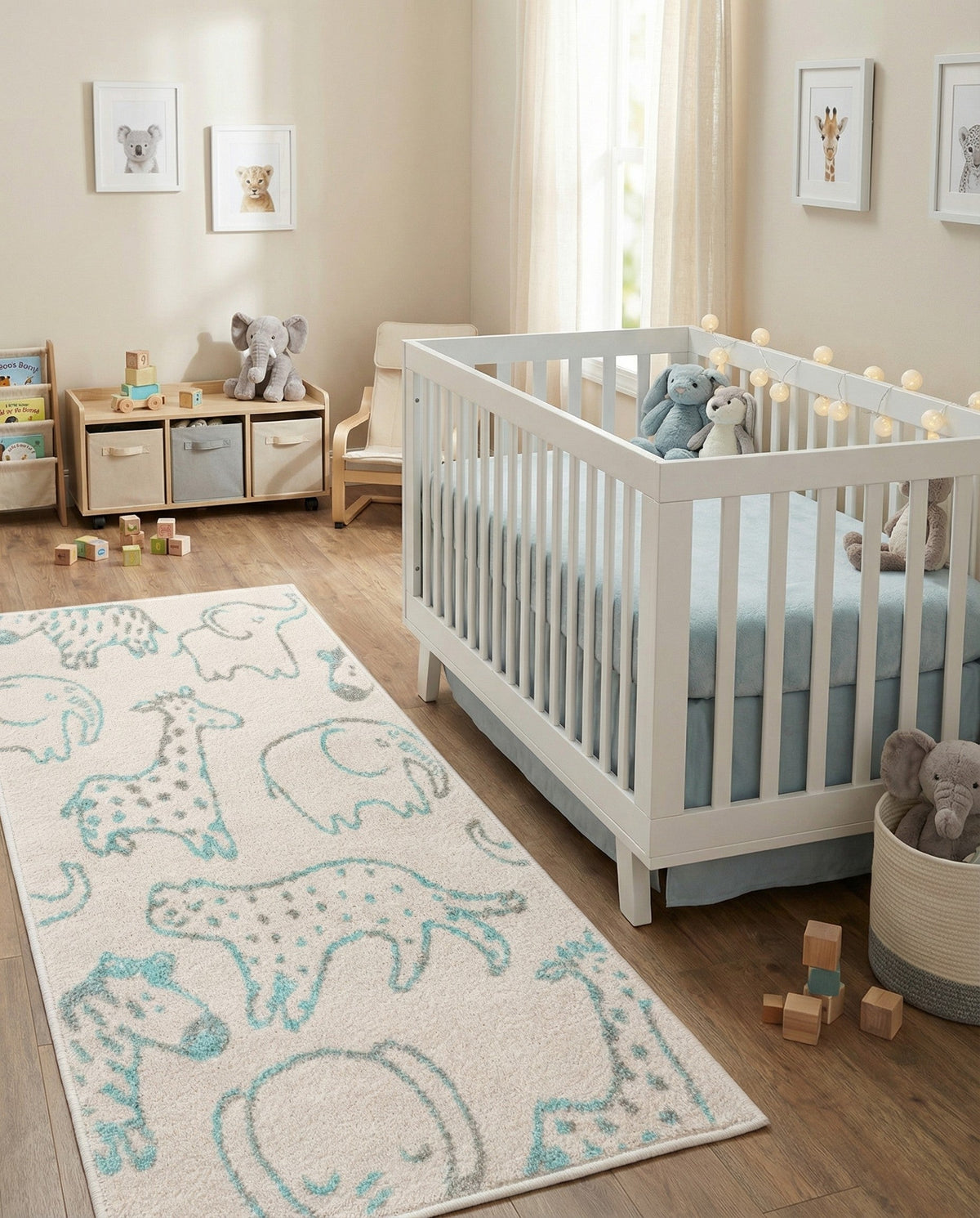 Wonder Tykes Collection Area Rug -  Spectrum Runner Ivory  lifestyle 163