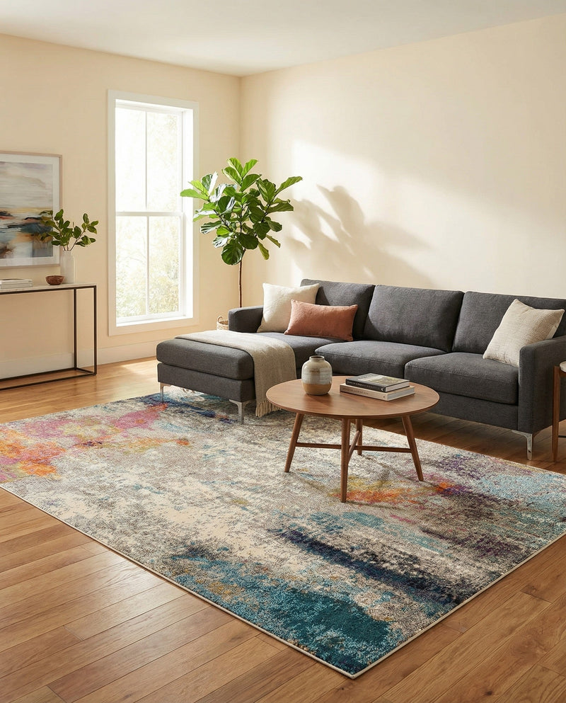 Chromatic Oasis Collection Area Rug -  Azure Rectangle Beige  lifestyle 27