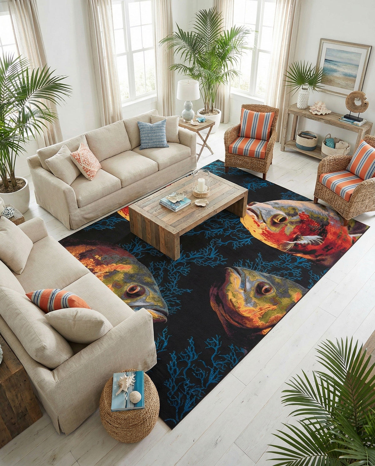 Seaside Haven Rugs Collection Area Rug -  Harbor Rectangle Multi  lifestyle 8