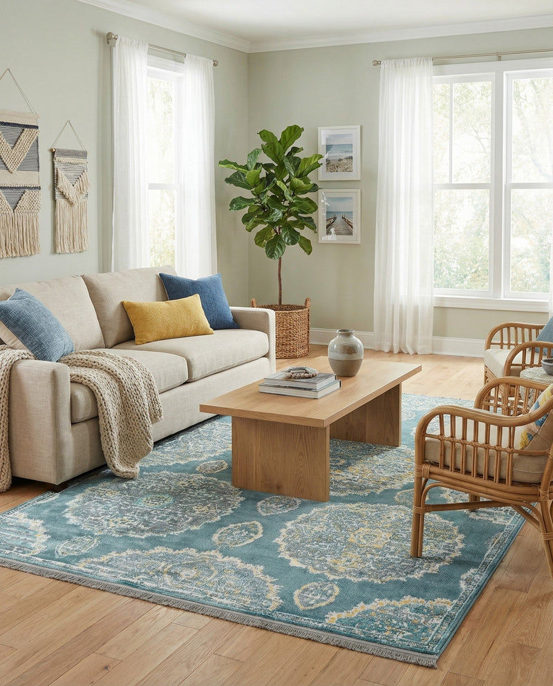Arcadia Rugs Collection Area Rug -  Atlantis (Gray and Blue) Rectangle Gray and Blue  lifestyle 3