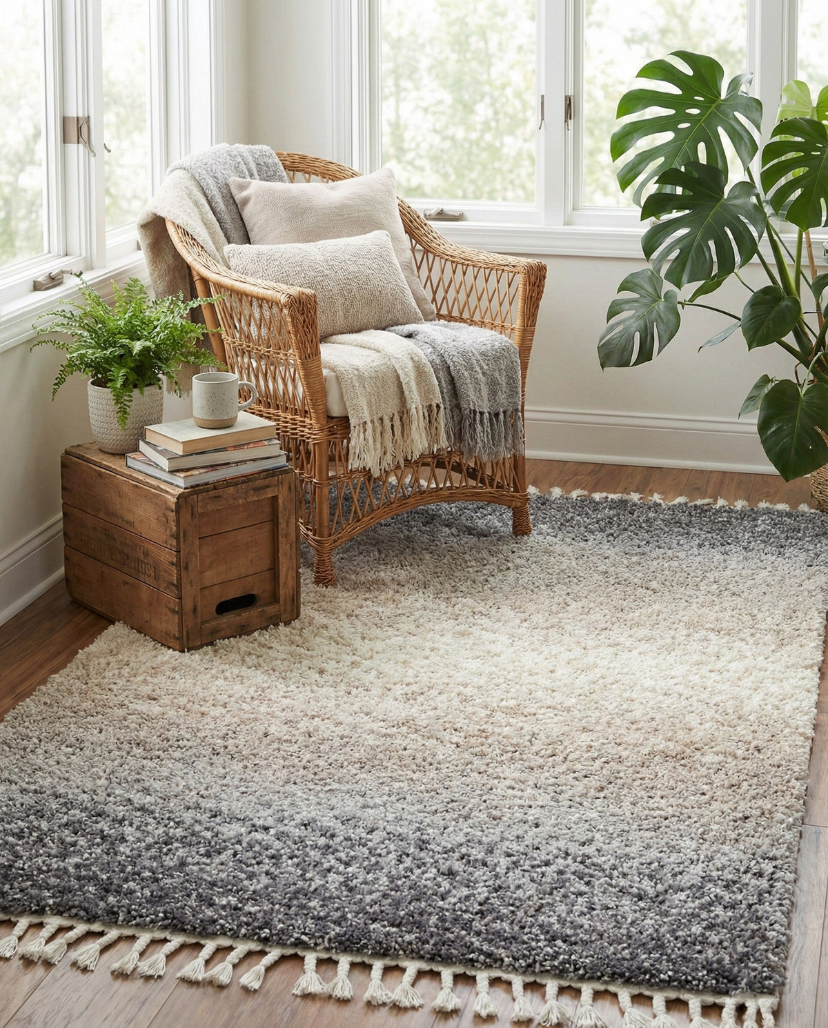 Cozy Cove Shag Collection Area Rug -  Lagoon Rectangle Gray  lifestyle 24