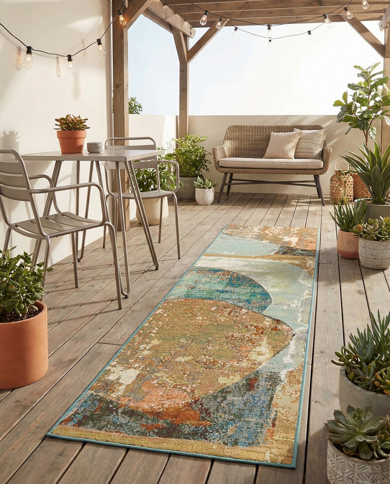 Urban Terrace Collection Area Rug -  Portico Runner Multi  lifestyle 80