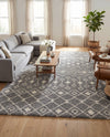 Berber Lattice Shag Collection Area Rug - Atlas (Gray) Rectangle Gray  lifestyle 12