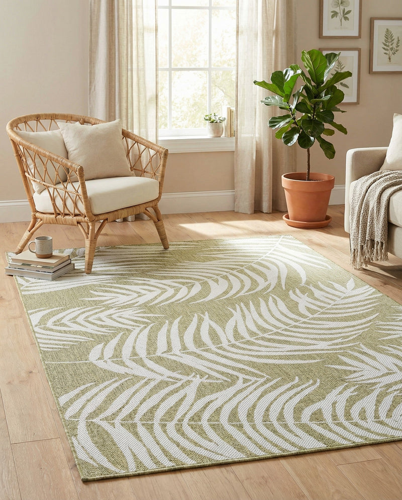Seaside Blooms Collection Area Rug - Verdure (Green) Rectangle Green  lifestyle 29