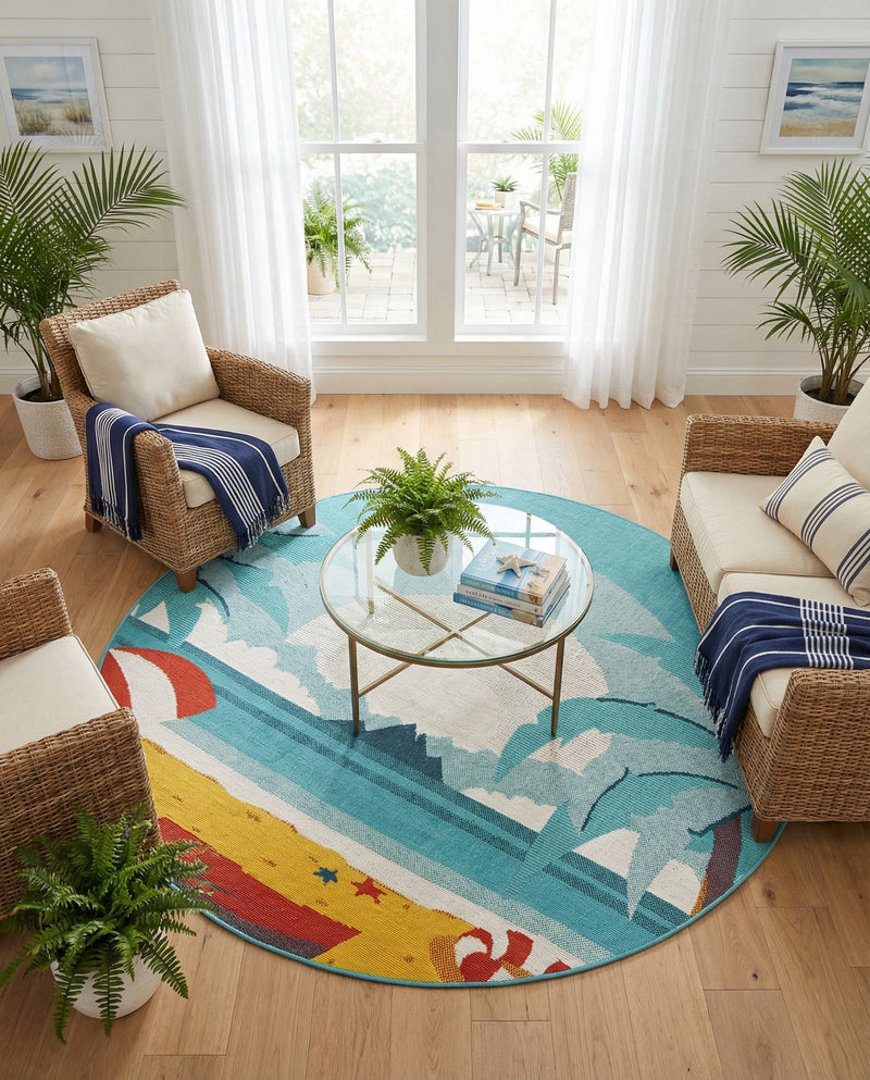 Seaside Haven Rugs Collection Area Rug -  Dockside Round Multi  lifestyle 73
