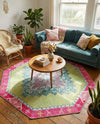Heritage Elegance Collection Area Rug -  Winterthur (Green) Octagon Green  lifestyle 64