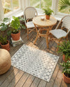 Mediterranean Lattice Collection Area Rug - Santorini (Ivory and Gray) Rectangle Ivory and Gray  lifestyle 5