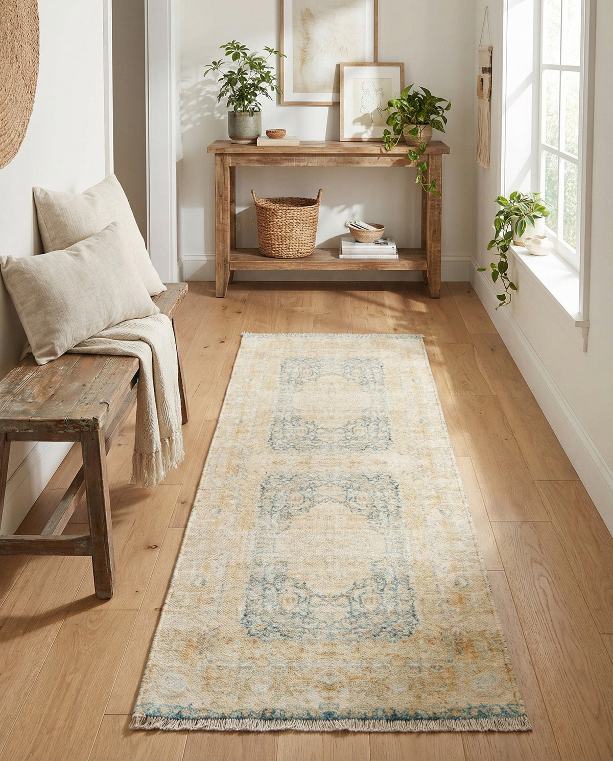Bazaar Chic Collection Area Rug -  Kenitra Runner Blue and Ivory  lifestyle 48