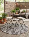 Seaside Blooms Collection Area Rug -  Evergreen (Ivory Charcoal) Round Ivory Charcoal  lifestyle 41