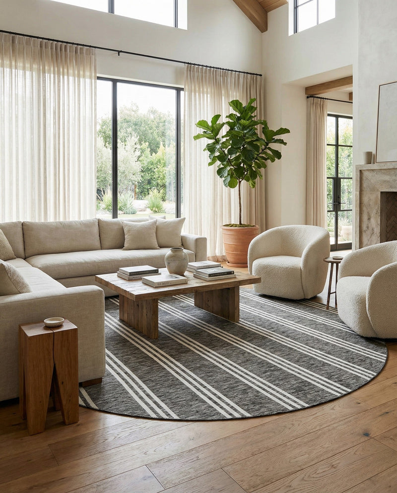 Urban Oasis Rugs Collection Area Rug -  District (Charcoal) Round Charcoal  lifestyle 29