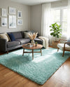 Eternal Plush Oasis Collection Area Rug -  Tranquility (Cyan) Square Cyan  lifestyle 26