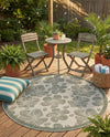 Coastal Terrace Collection Area Rug -  Marina Round Ivory and Beige  lifestyle 70