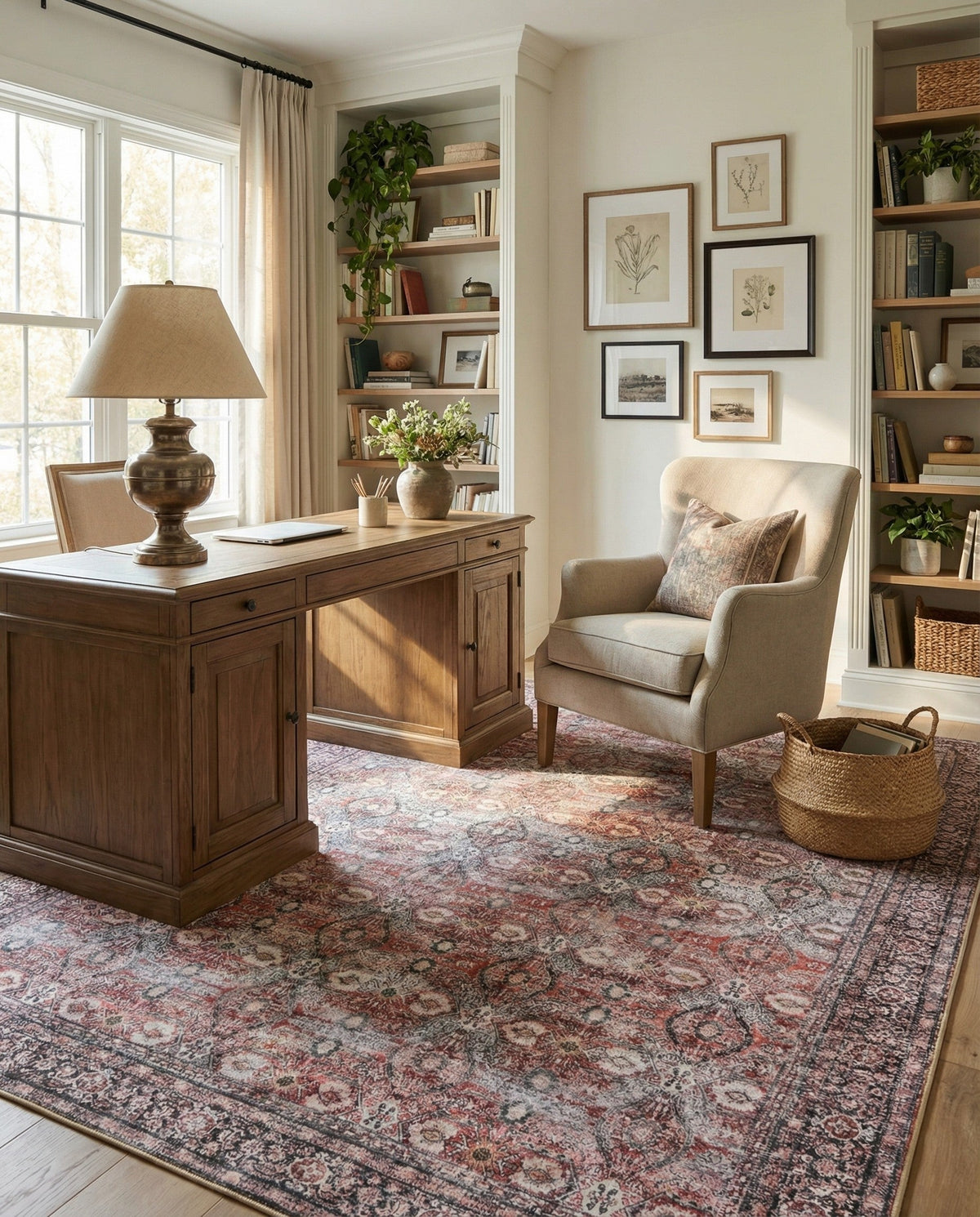 Heritage Elegance Collection Area Rug -  Hampton Rectangle Antique Red  lifestyle 20