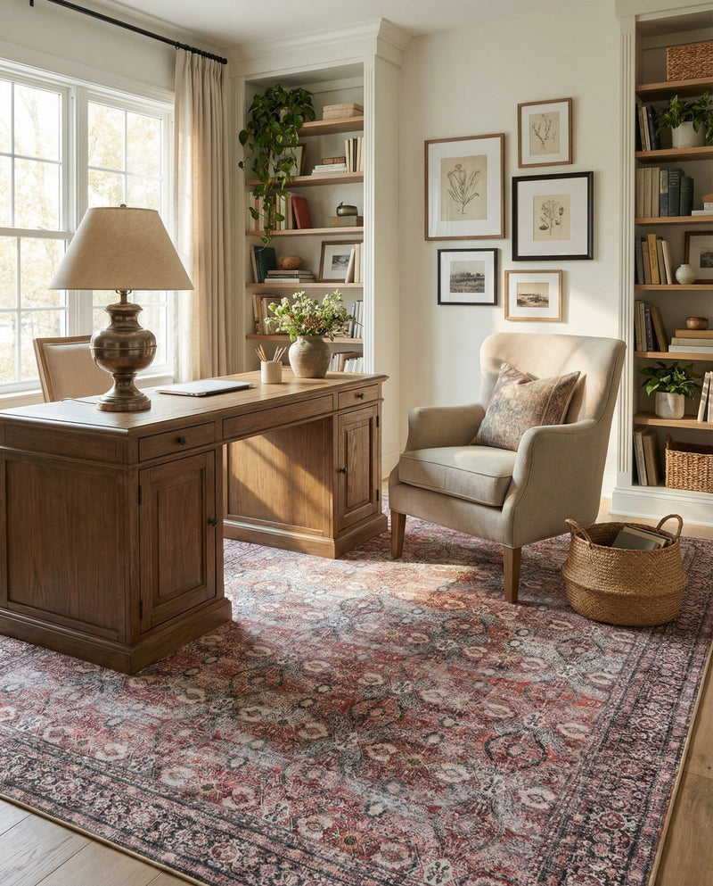 Heritage Elegance Collection Area Rug -  Hampton Rectangle Antique Red  lifestyle 20