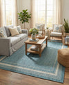 Terrace Fringe Collection Area Rug - Veranda (Teal) Rectangle Teal  lifestyle 5
