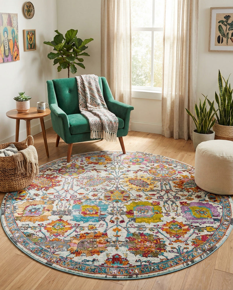 Arcadia Rugs Collection Area Rug -  Elysium Round Multi  lifestyle 58