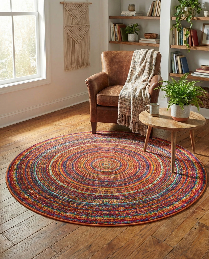 Caribbean Cove Collection Area Rug -  Martinique Round Multi  lifestyle 34
