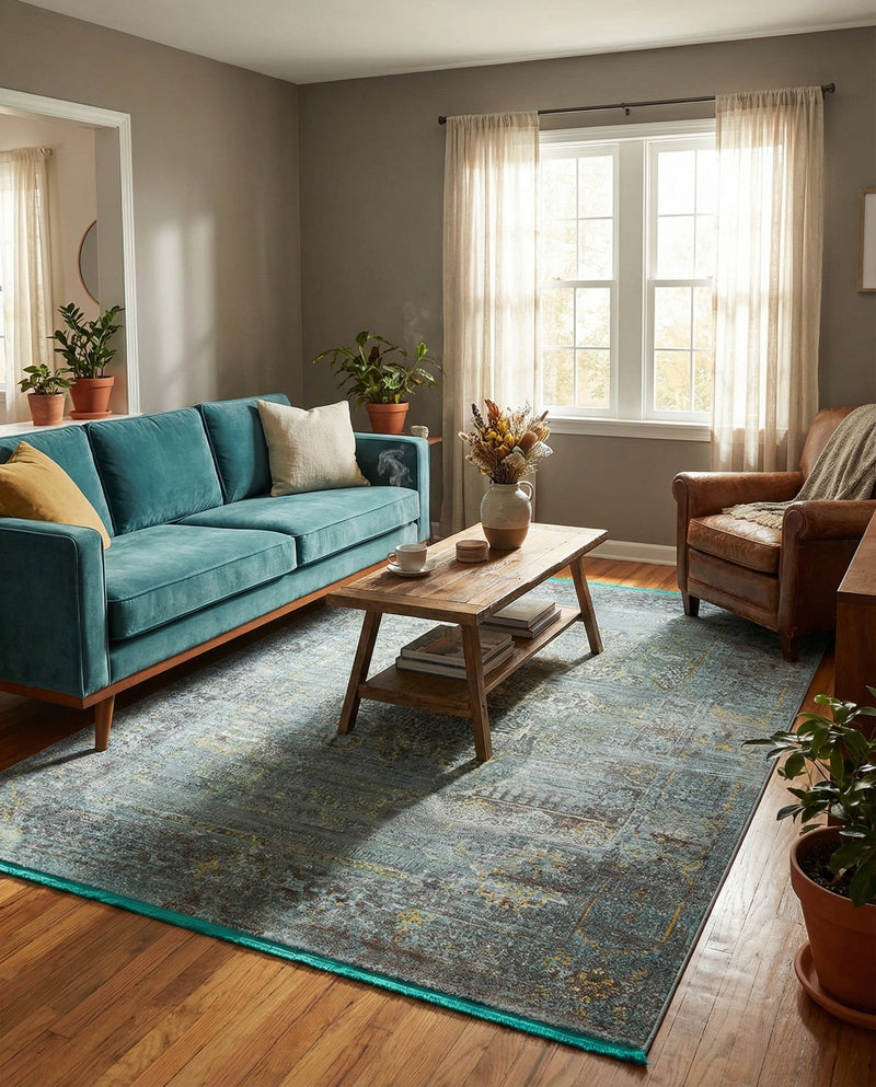 Caribbean Breeze Collection Area Rug -  Martinique Rectangle Turquoise  lifestyle 15