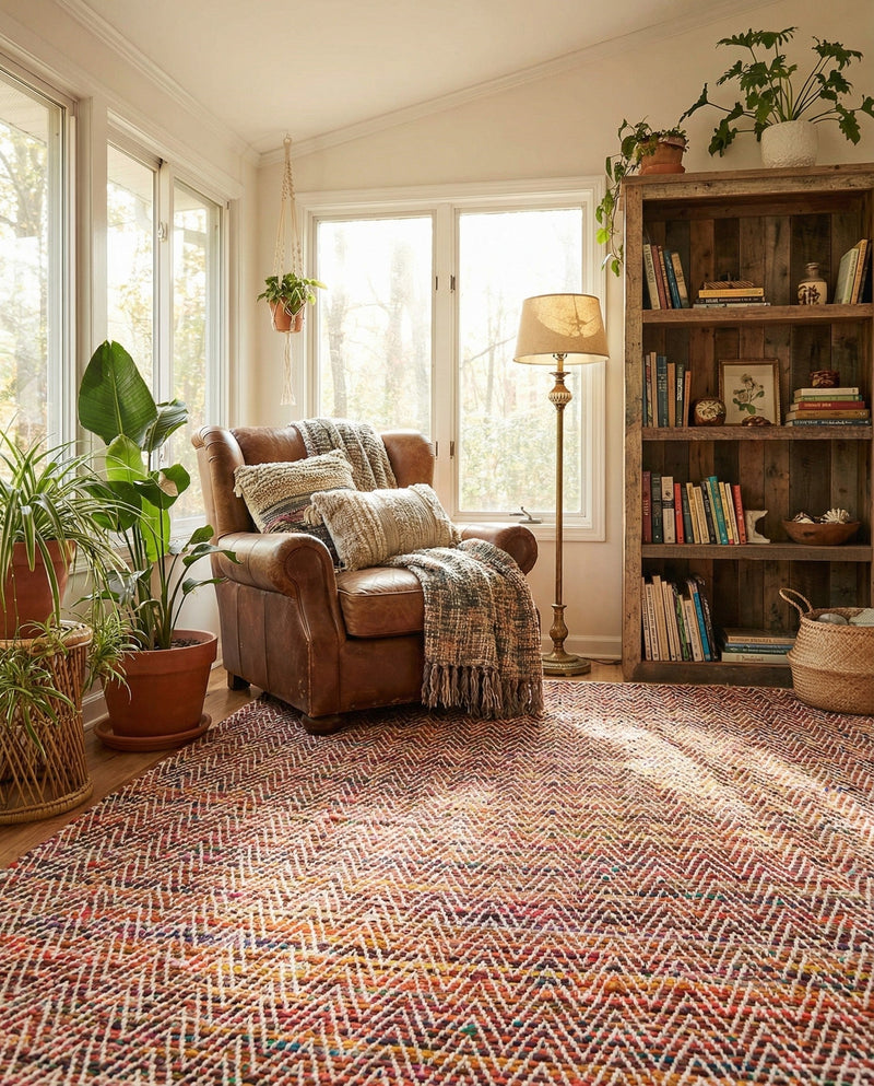 Zigzag Marina Collection Area Rug - HarborStripes Rectangle Multi  lifestyle 20