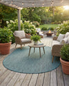 Seaside Serenity Collection Area Rug - Veranda (Teal) Oval Teal  lifestyle 82