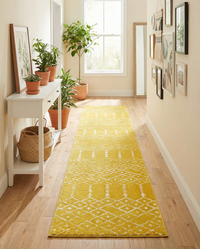 Marrakesh Lattice Collection Area Rug - Casablanca (Yellow) Runner Yellow  lifestyle 66