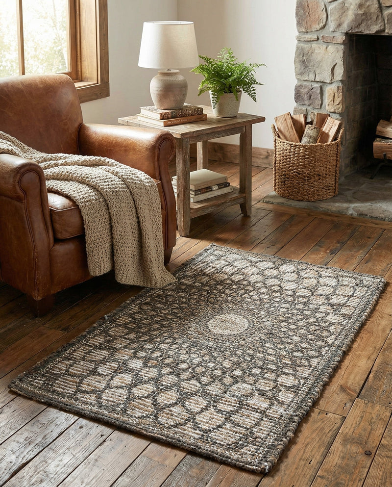 Savannah Threads Collection Area Rug -  Serengeti Rectangle Charcoal and Ivory  lifestyle 5