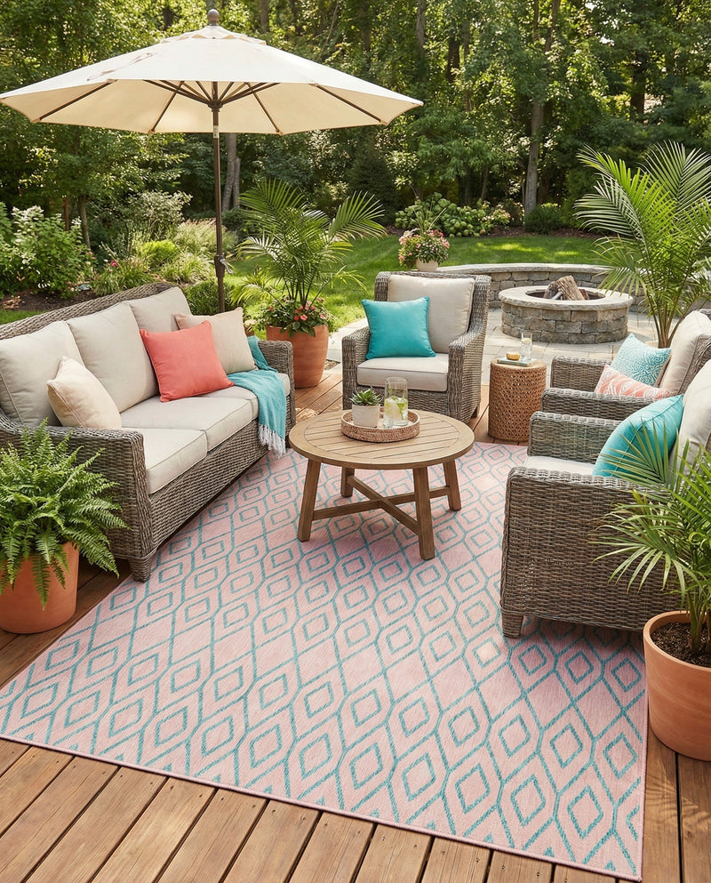 Urban Oasis Rugs Collection Area Rug -  Boulevard (Pink and Aqua) Rectangle Pink and Aqua  lifestyle 9