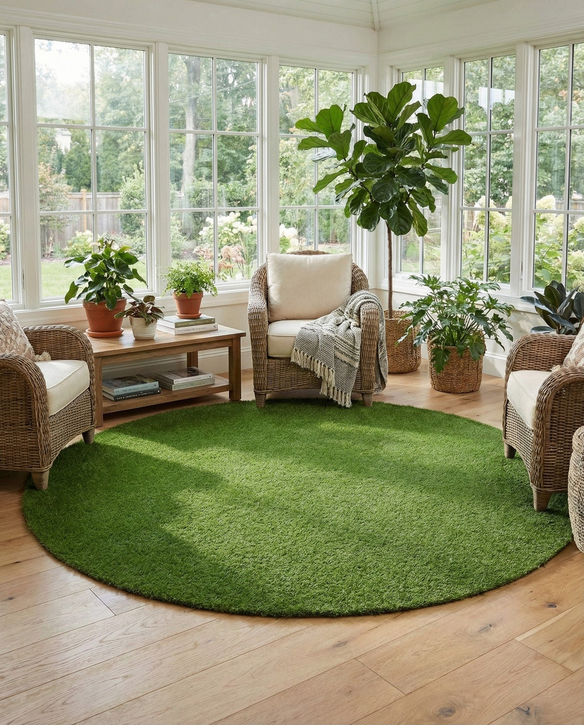 Meadow Retreat Collection Area Rug - Glen Round Green  lifestyle 86