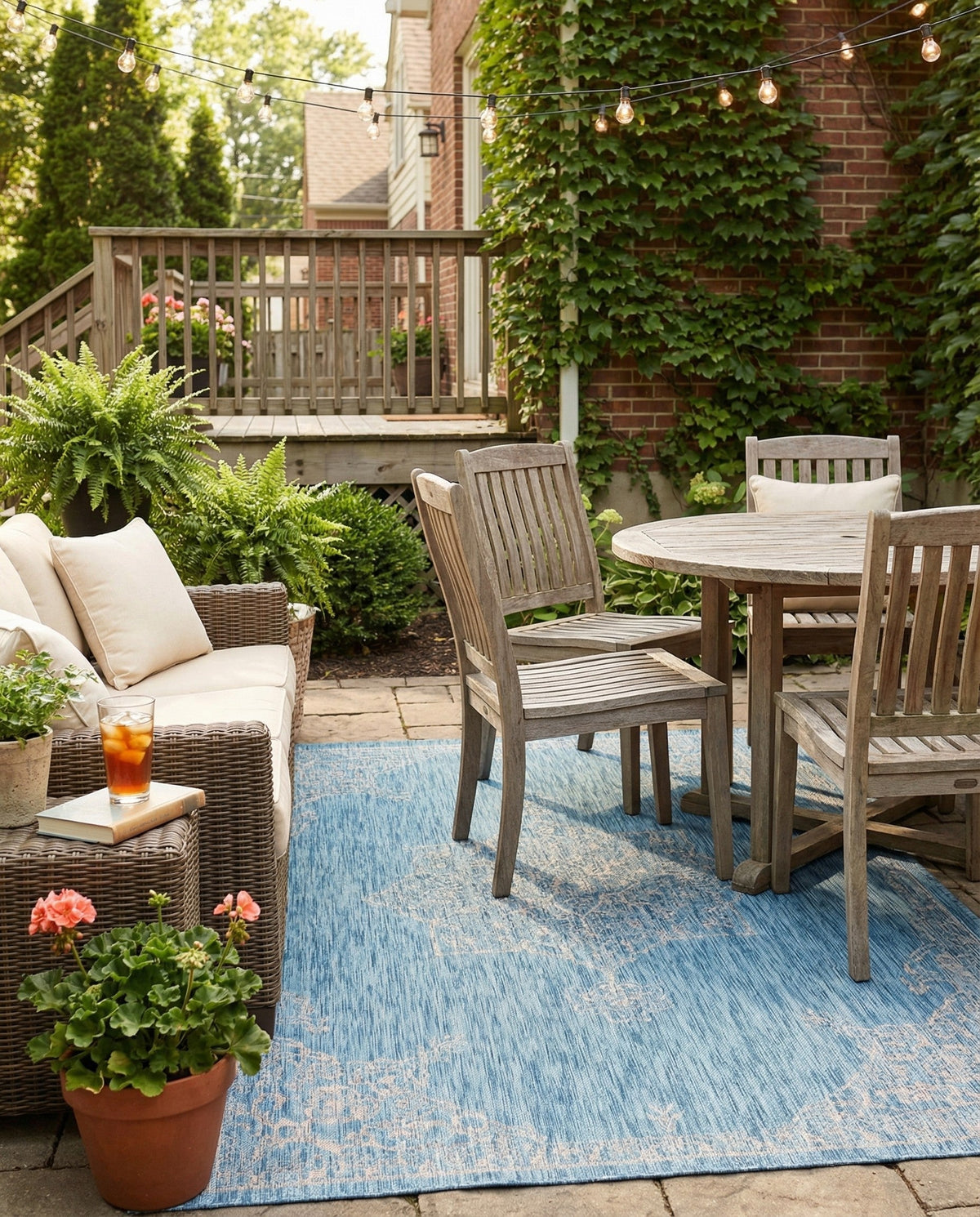 Patio Heritage Collection Area Rug -  Charleston (Light Aqua) Rectangle Light Aqua  lifestyle 19