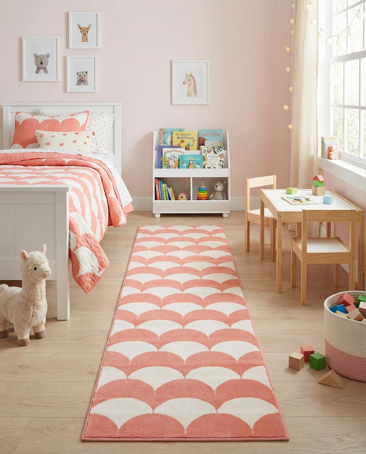 Wonder Tykes Collection Area Rug - Sparklewood Runner Soft Coral Pink  lifestyle 83