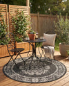 Patio Heritage Collection Area Rug - Savannah (Charcoal Gray) Round Charcoal Gray  lifestyle 69