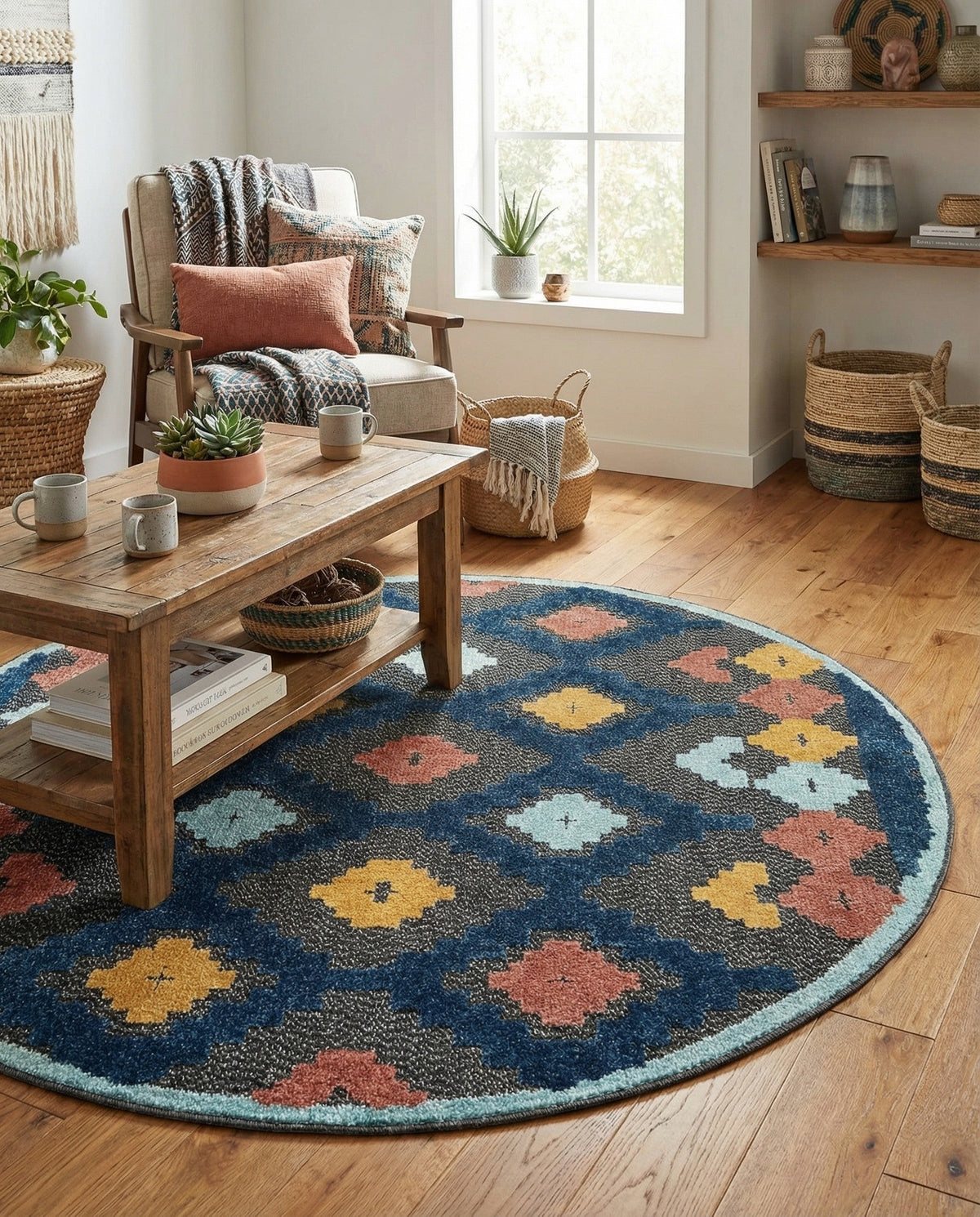 Caribbean Terrace Collection Area Rug -  Tobago Round Charcoal  lifestyle 112